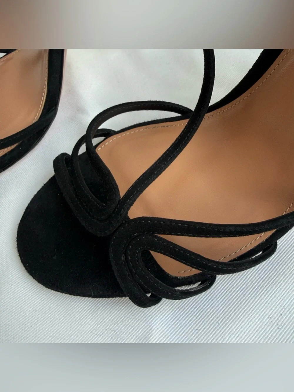 Aquazzura Talk To Me 105 Black Suede Stiletto Sandal - great condition, size 39 - Picture 8 of 13